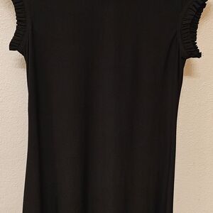 Nicole Miller Black Ruffle-Trim Tank Top